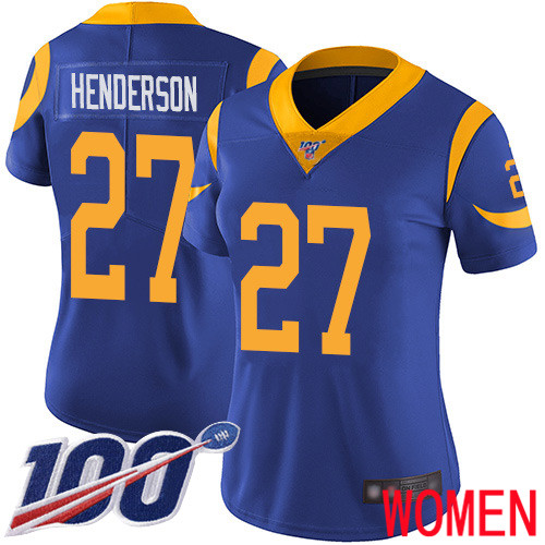 Los Angeles Rams Limited Royal Blue Women Darrell Henderson Alternate Jersey NFL Football #27 100th Season Vapor Untouchable->women nfl jersey->Women Jersey